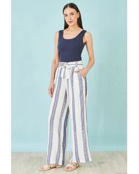 Yumi' - Linen Mix Cropped Trousers With Tie Belt - Lyst