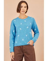 Yumi' - Daisy Embroidered Relaxed Jumper - Lyst