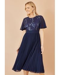Yumi' - Sequin Embellished Panel Pleated Midi Dress - Lyst