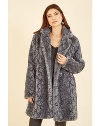 Yumi' - Snakeskin Print Faux Fur Coat - Lyst
