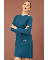 Yumi' - Knitted Tunic Dress With Hardware Details - Lyst