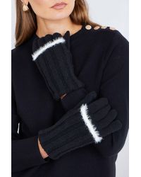 Yumi' - Gloves With Eyelash Knit Trim - Lyst