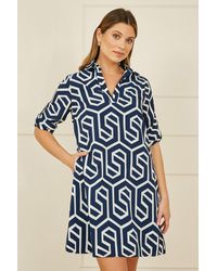 Yumi' - Geo Print Tunic With Pockets - Lyst