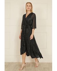 Yumi' - Sequin Kimono Midi Wrap Dress - Lyst
