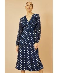 Yumi' - Foil Print Midi Dress - Lyst