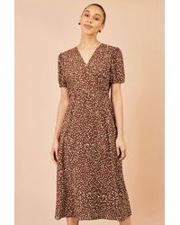 Yumi' - Spot Midi Dress With Split Hemline - Lyst