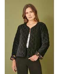 Yumi' - Velvet Quilted Jacket With Reversible Leopard Lining - Lyst