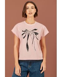 Yumi' - Bow T-Shirt With Lace - Lyst