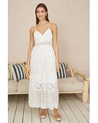 Yumi' - Tiered Maxi Dress With Ruched Back - Lyst