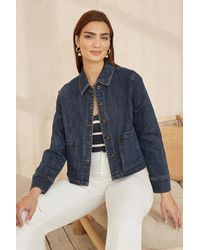 Yumi' - Denim Jacket With Patch Pockets - Lyst