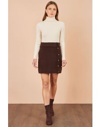 Yumi' - Knitted Mini Skirt With Buttons - Lyst