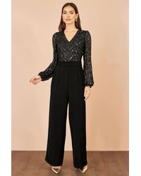 Yumi' - Sequin V Neck Jumpsuit - Lyst