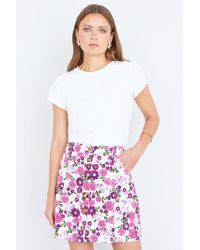 Yumi' - Retro Floral Cotton Stretch Mini Skirt - Lyst