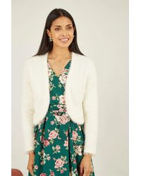 Yumi' - Ivory Eyelash Knit Bolero - Lyst