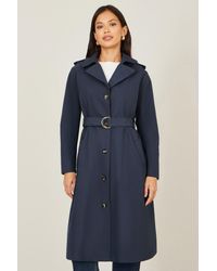 Yumi' - Belted Long Trench Coat With Belt - Lyst