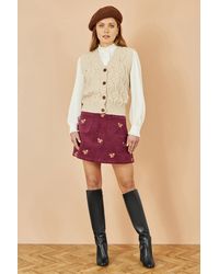 Yumi' - Corduroy Embroidered Squirrel Mini Skirt - Lyst