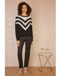Yumi' - Chevron Knit Relaxed Sequin Jumper - Lyst