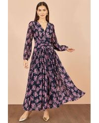 Yumi' - Floral Mesh Ruched Waist Maxi Dress - Lyst