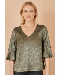 Yumi' - Stretch Top With Fluted Sleeves - Lyst
