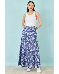 Yumi' - Floral Cotton Tiered Maxi Skirt - Lyst