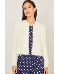 Yumi' - Eyelash Knit Cropped Cardigan - Lyst