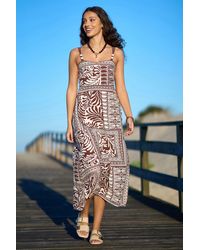 Yumi' - Tile Print Maxi Dress With Bead Details - Lyst