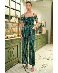 Yumi' - Spot Bardot Jumpsuit - Lyst