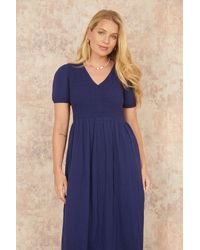 Yumi' - Double Cotton Ruched Midi Dress - Lyst