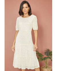 Mela London - Mela Ivory Foil Spot Midi Dress With Scoop Back - Lyst