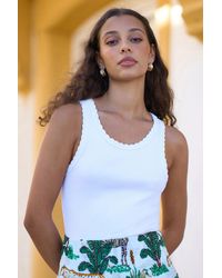 Yumi' - Crochet Trim Cotton Stretch Vest Top - Lyst