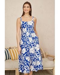 Yumi' - Floral Button Through Midi Dress - Lyst