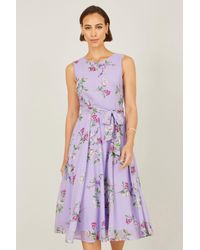 Yumi' - Floral Print Midi Skater Dress - Lyst