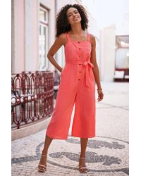 Yumi' - Gingham Button Through Jumpsuit - Lyst