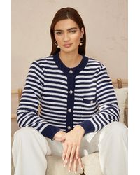 Yumi' - Stripe Knit Relaxed Fit Cardigan - Lyst