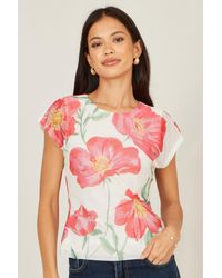 Yumi' - Poppy Print Mesh Top - Lyst