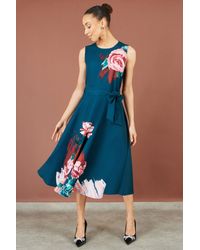 Yumi' - Abstract Floral Skater Midi Dress - Lyst