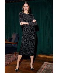 Yumi' - Burnout Velvet Midi Dress - Lyst