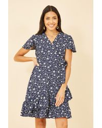 Yumi' - Ditsy Floral Wrap Frill Dress - Lyst
