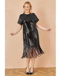 Yumi' - Sequin Tassels Hem Midi Tunic Dress - Lyst