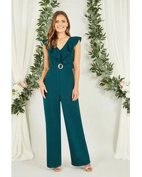 Yumi' - Jumpsuit With Buckle And Frill Detail - Lyst