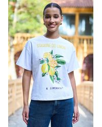 Yumi' - Retro Relaxed Lemon Print Cotton T Shirt - Lyst