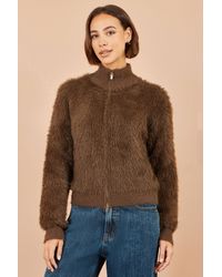Yumi' - Eyelash Zip Knitted Jacket - Lyst