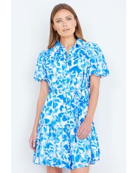 Yumi' - Floral Print Viscose Relaxed Shirt Dress - Lyst