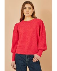 Yumi' - Knitted Balloon Sleeve Textured Jumper - Lyst