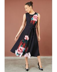 Yumi' - Abstract Floral Skater Midi Dress - Lyst