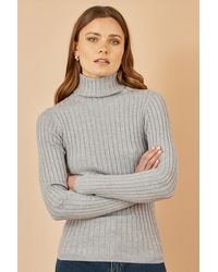 Yumi' - Ribbed Knit Roll Neck Jumper - Lyst