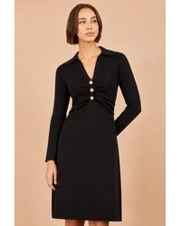 Yumi' - Knitted Ruched Collar Dress - Lyst