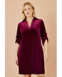 Yumi' - Velvet Tunic Dress With 3/4 Sleeves - Lyst