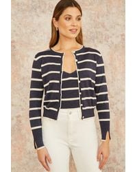 Yumi' - Striped Sparkle Knitted Cardigan - Lyst