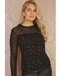 Mela London - Mela Mesh Star Print Long Sleeve Top - Lyst